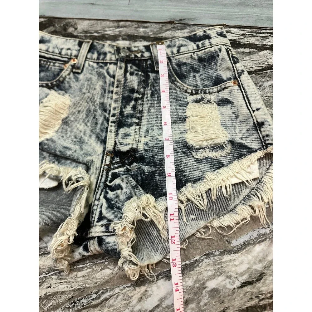 The Laundry Room Acid-Wash Distressed Jean Shorts - Black, White